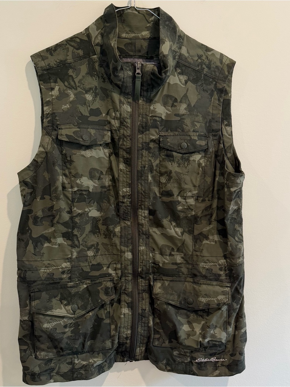 Eddie Bauer Travex camo utility vest womens size L